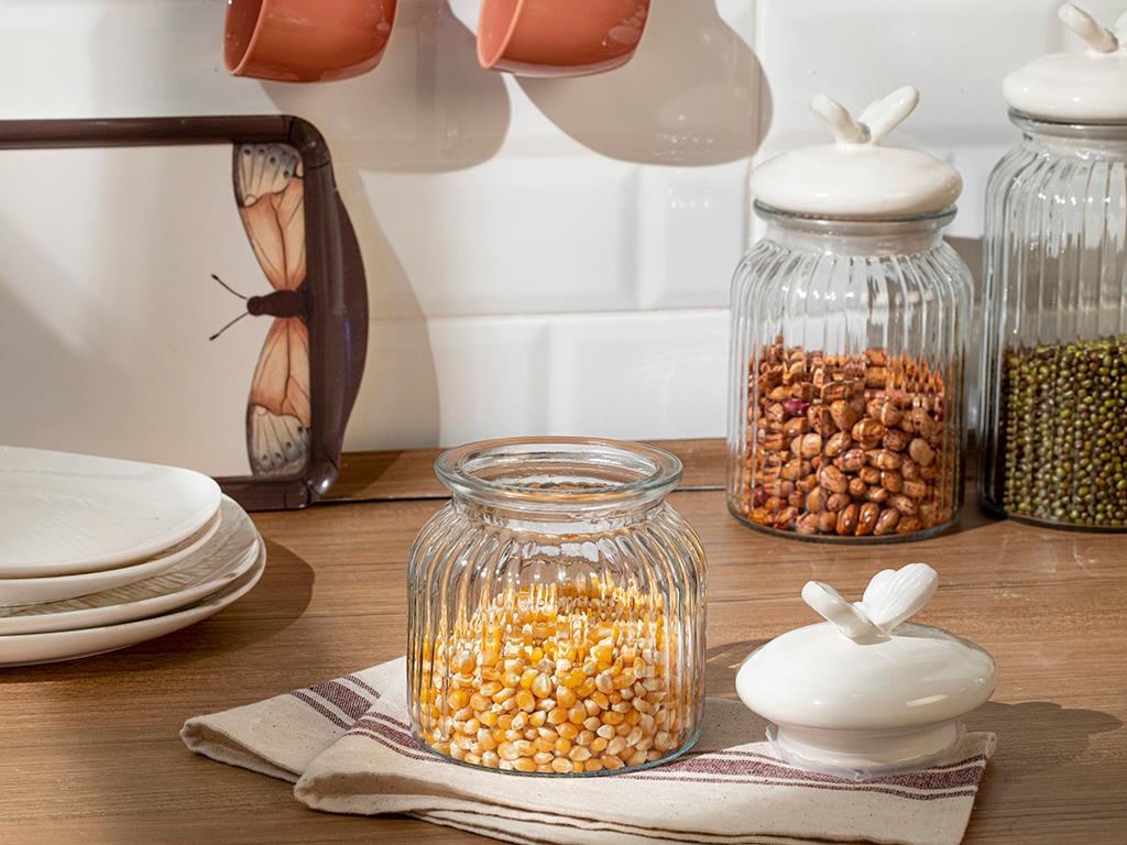 Orient Glass Storing Jar 600 ml White