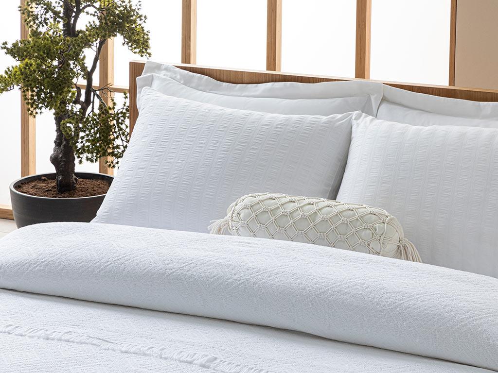 Palermo Bumbac Jacquard king size Cuvertură De Pat 240*260 Cm Alb