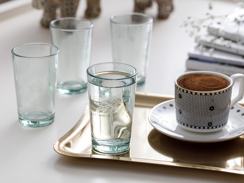 Palm Glass 6 Pcs for Coffee Side Water Glass 100 ml Green