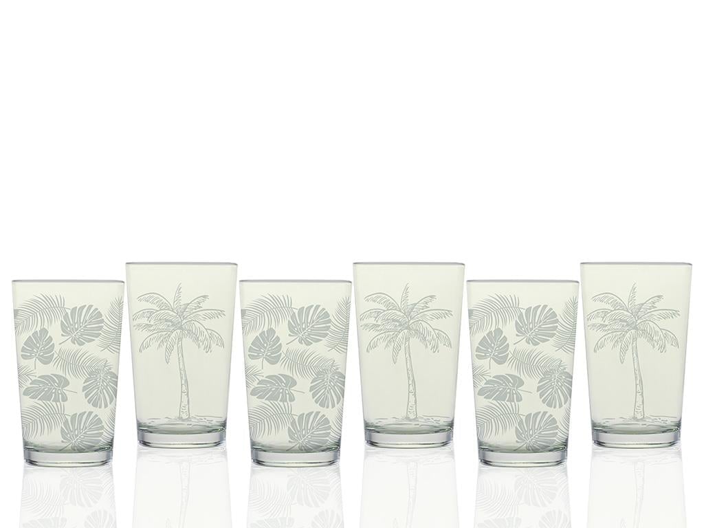 Palm Glass 6 Pcs for Coffee Side Water Glass 100 ml Green
