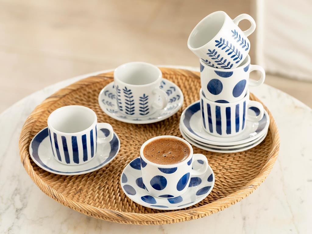 Pamira Porcelain 12 Parça 6 Kişilik Coffee Cup Set 80 ml Blue