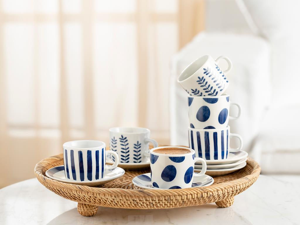 Pamira Porcelain 12 Parça 6 Kişilik Coffee Cup Set 80 ml Blue