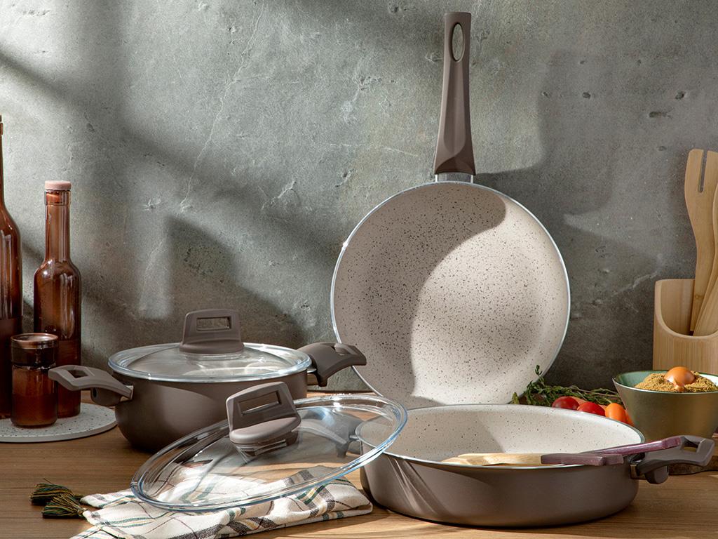 Paol Granite 5 Pieces Cookware Set 20-26-26 cm Gray