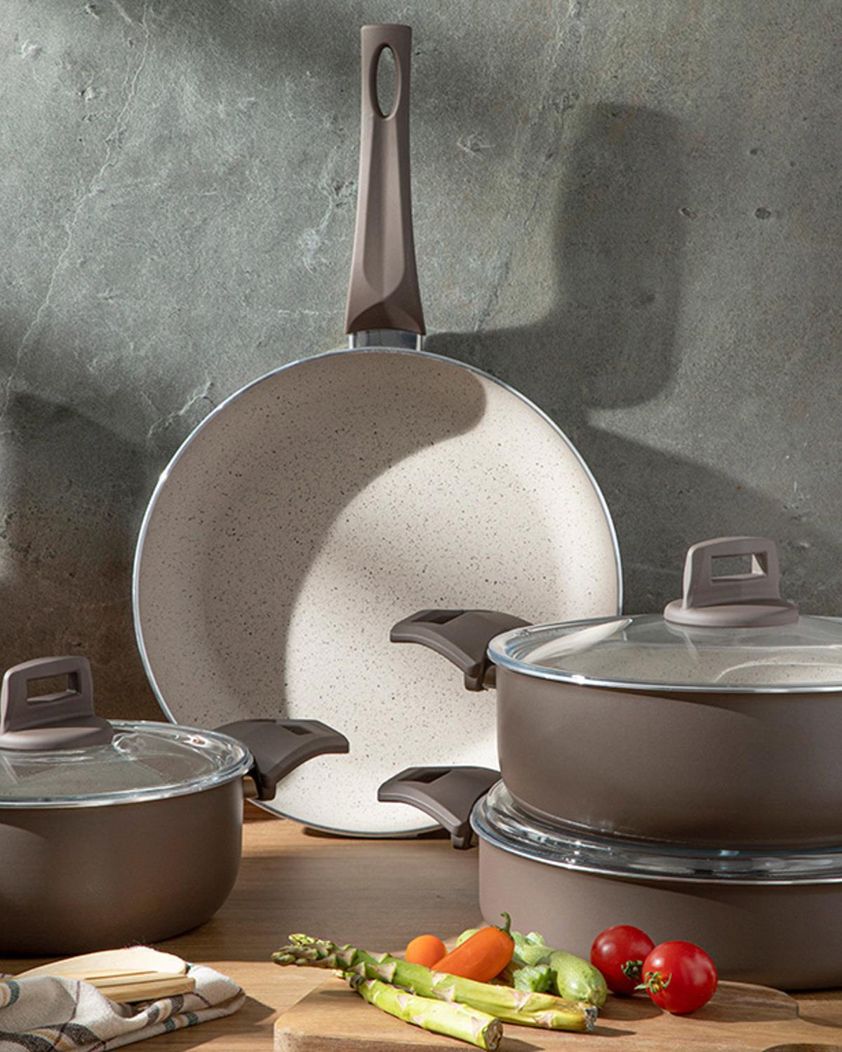 Paol Granite 7 Pieces Cookware Set 20-24-26-26 cm Gray