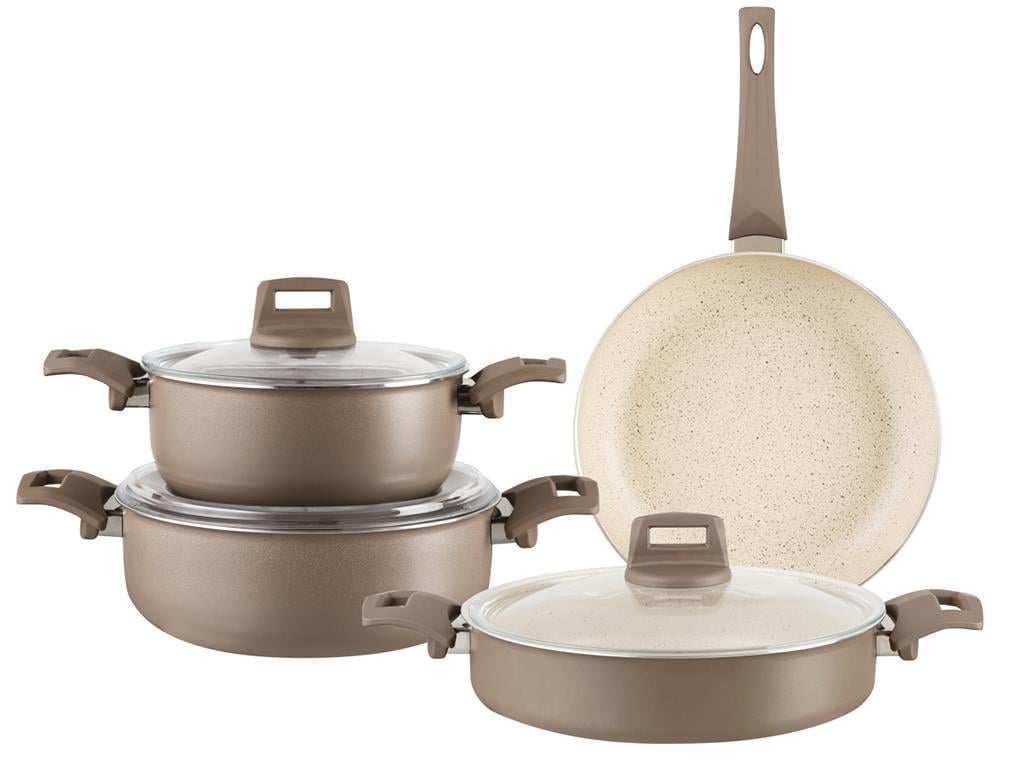Paol Granite 7 Pieces Cookware Set 20-24-26-26 cm Gray