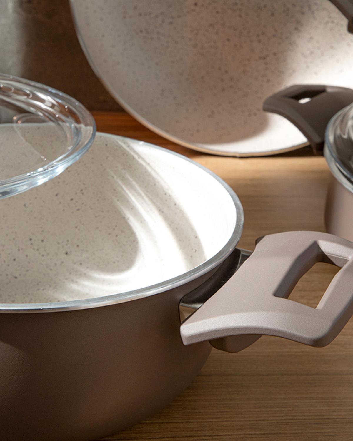 Paol Granite 7 Pieces Cookware Set 20-24-26-26 cm Gray