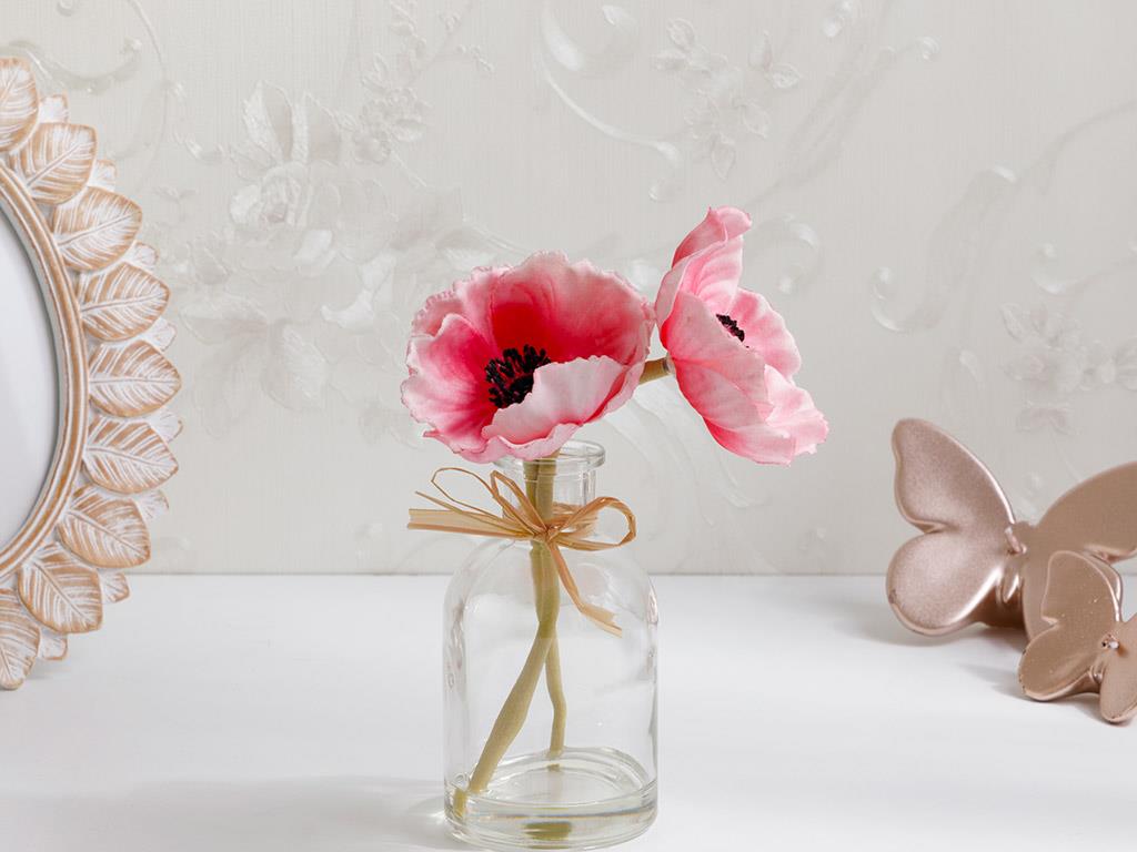 Garden Passion Soft Plastic Artificial Flower with Vase 5,5x5,5x20 cm Pink
