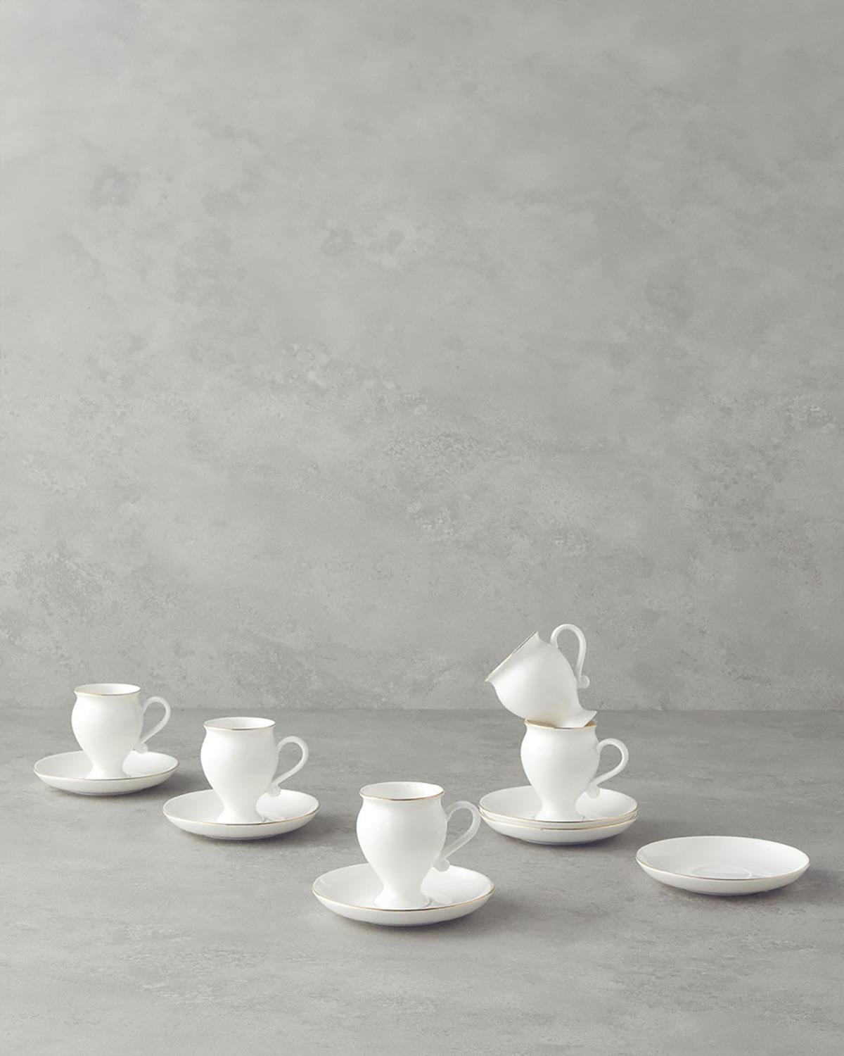 Patricia Porcelain 12 Parça 6 Kişilik Coffee Cup Set 90 ml Gold