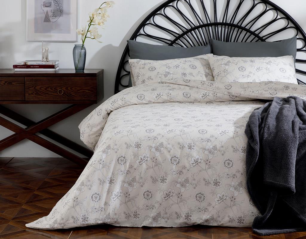 Peony Jacobean Bumbac Super King Set Lenjerie De Pat 260x220 cm Bej