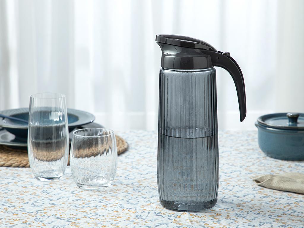 Brush Glass Water Bottle 1500 ml Anthracite