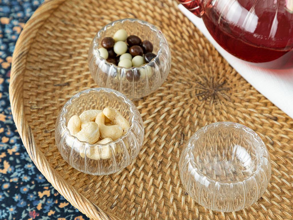 Perle Borosilicate Glass 3 Set Bowl 35 ml Transparent