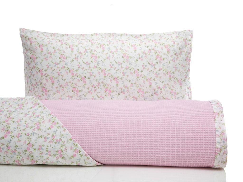 Petit Roses  Cu imprimeu Pentru o persoana  SET CUVERTURĂ 150x220 cm Roz