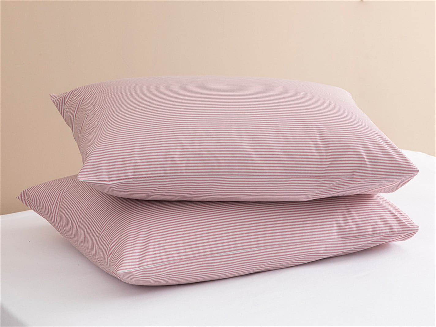 Petit Stripe 57 Tel / 144 Numărul de fir 2 set 50x70 cm Roz-cenușiu