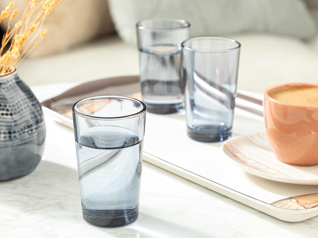 Petunia Sticlă Set De 6 Servit Cu Cafea Pahar De Apă 100 Ml Albastru închis