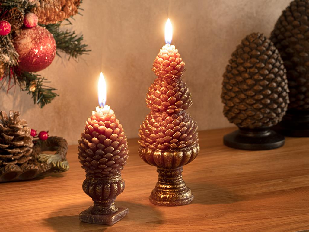 Pine Cone Candle 5,5x5,5x12,2 cm Brown