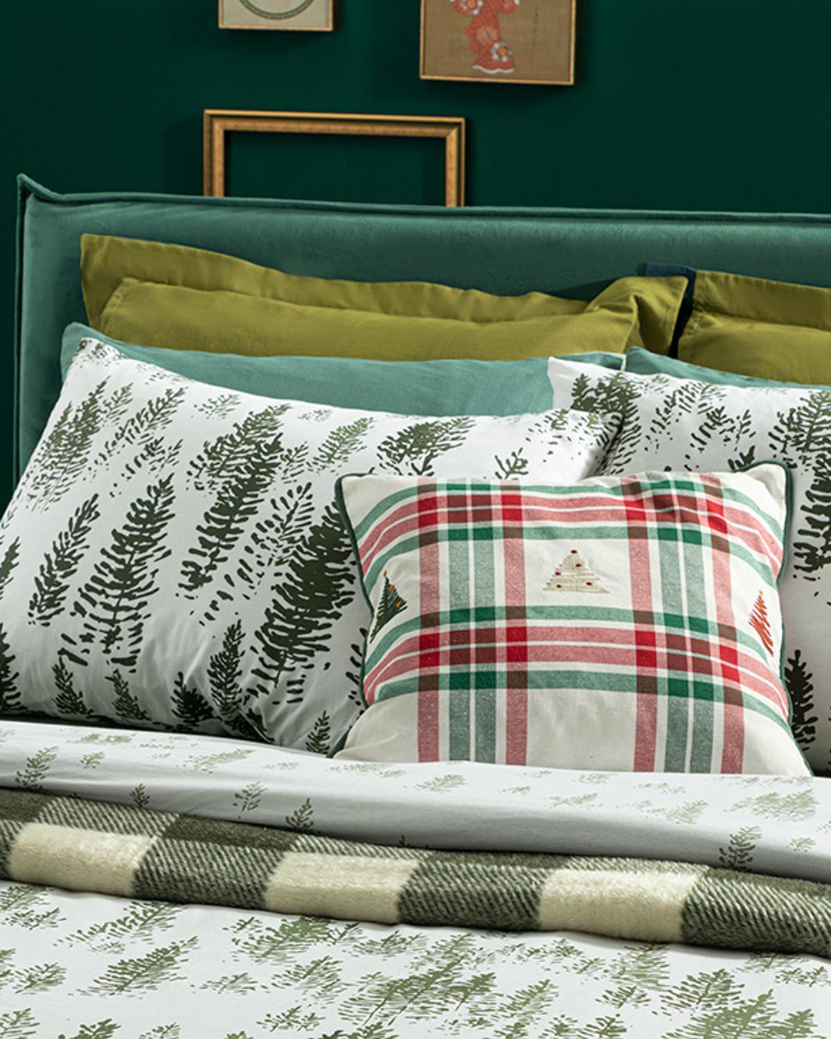 Pine Forest Set Lenjerie De Pat Single - Set Lenjerie De Pat Bumbac | English Home, 160 x 220 cm, Verde