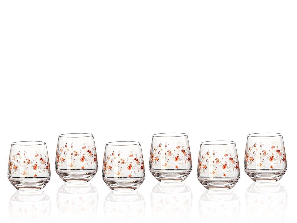 Pinky Rose Glass 6 Set Served with Coffee Water Glass 115 ml Transparent