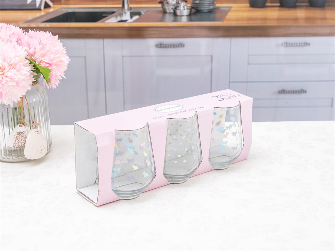 Pisici Lovers Pastel  3 set 425 ml Roz