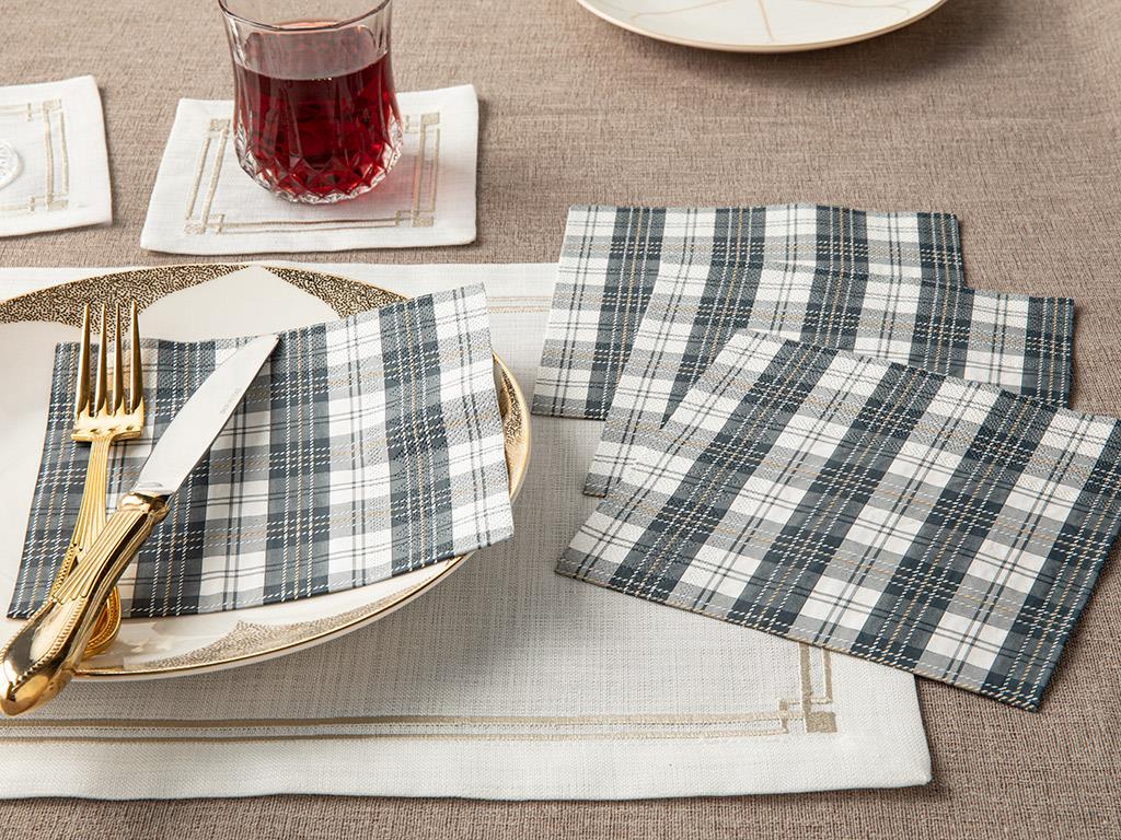 Plaid Paper 20 pcs Napkin 33x33 cm Gray
