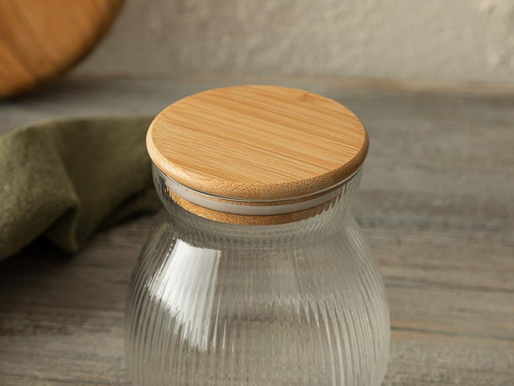 Plaid Borosilicate Glass Jar 600 ml Transparent