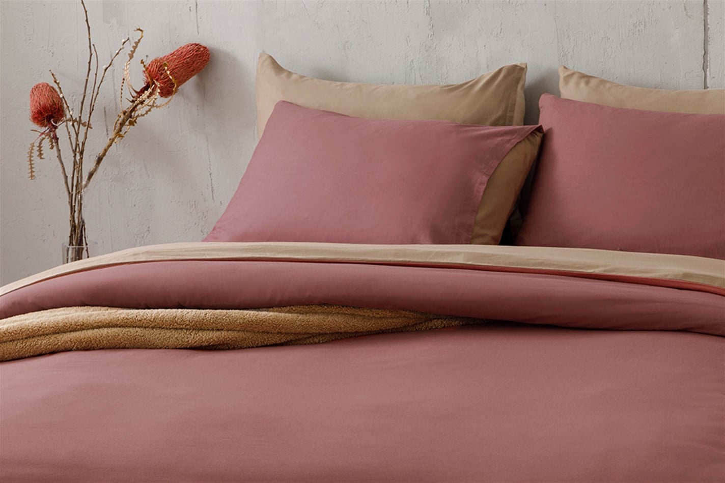 Plain 52 Tel / 132 Numărul de fir Meniu mare 240x220 cm Rose-Khaki