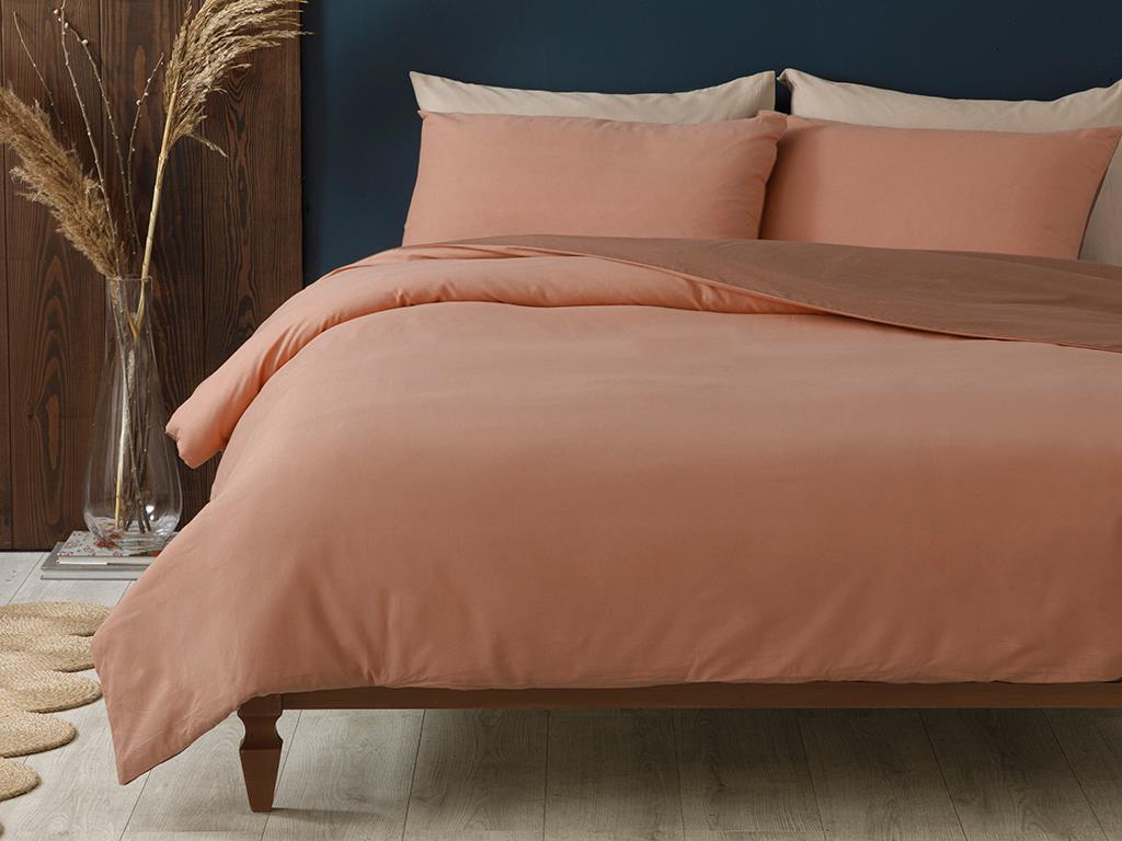Plain Bumbac Double Person  SET LENJERIE DE PAT 200x220 cm Brown-Nude