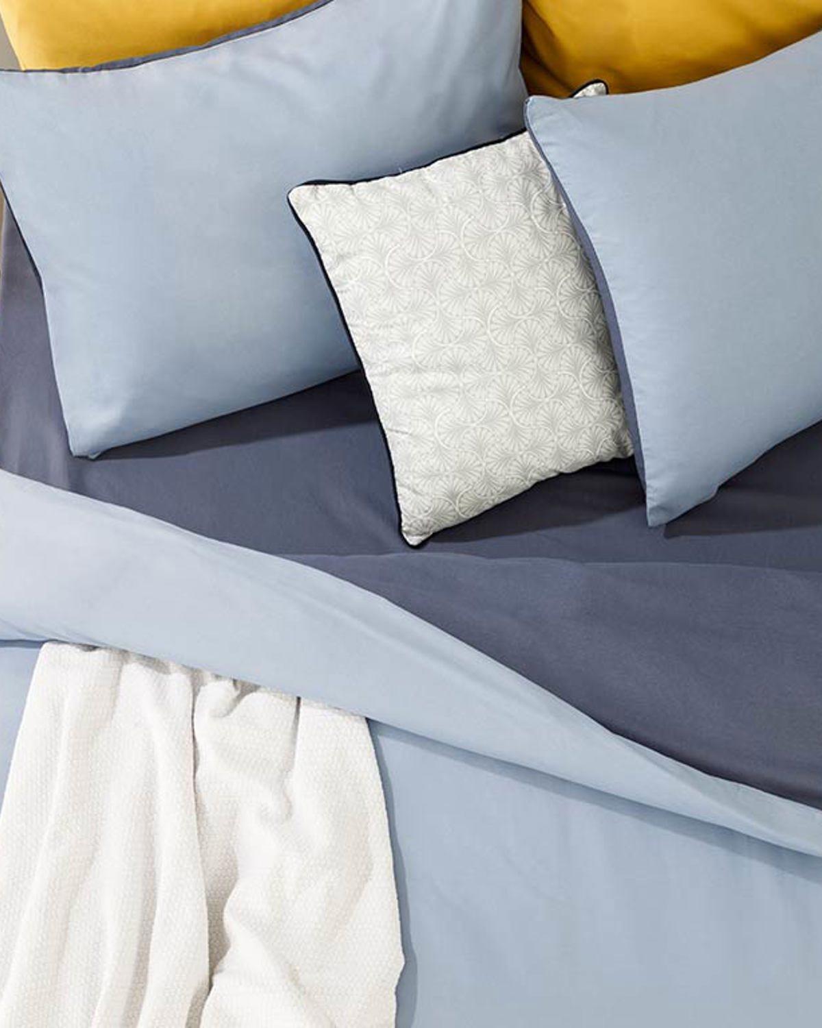 Plain Bumbac Double Set Lenjerie De Pat 200x220 cm Albastru - Bleumarin