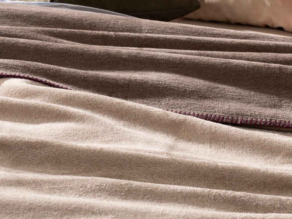 Plain Bumbac Dublu Pătură 200*220 Cm Bej-Cafeniu