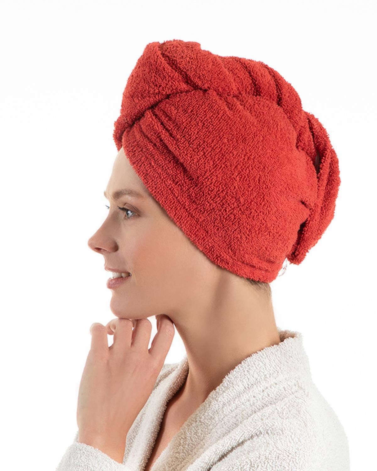 Plain Cottony Hair Cap Standart Brick Red