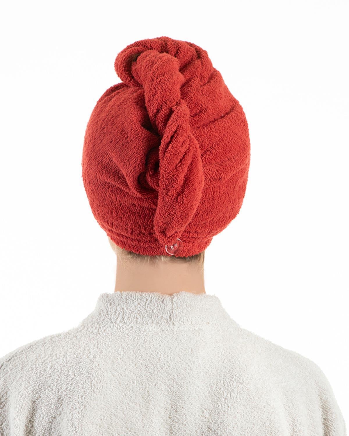 Plain Cottony Hair Cap Standart Brick Red