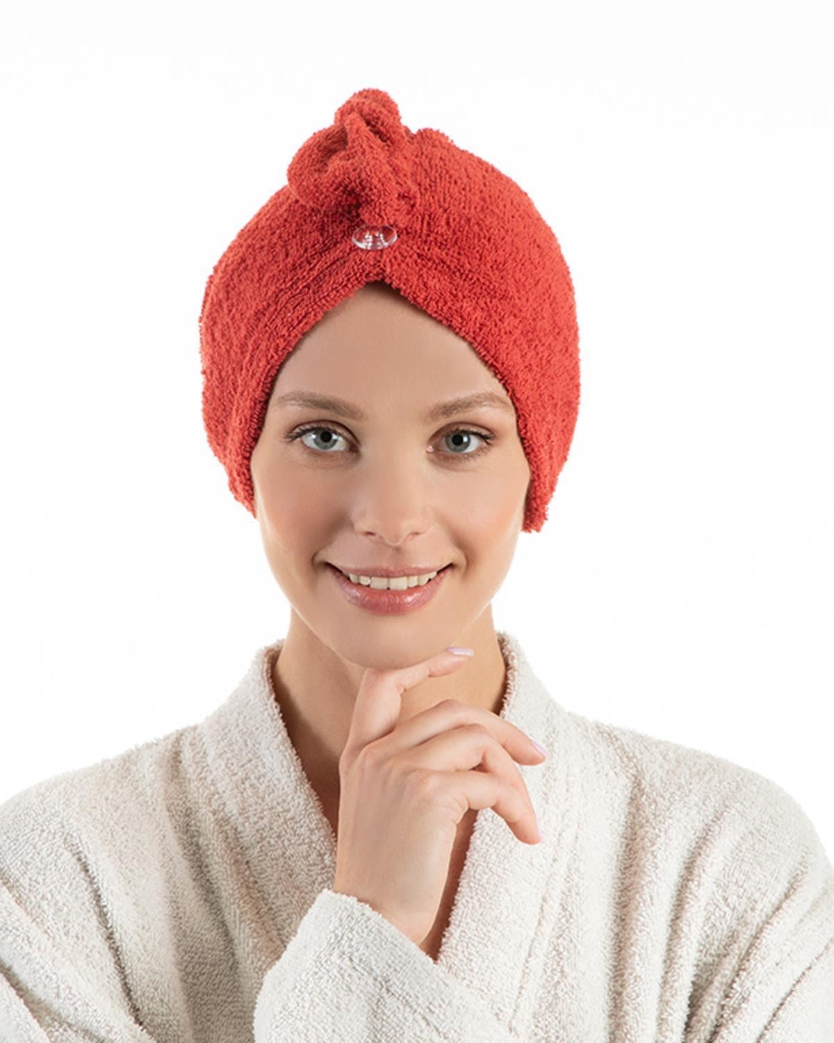 Plain Cottony Hair Cap Standart Brick Red