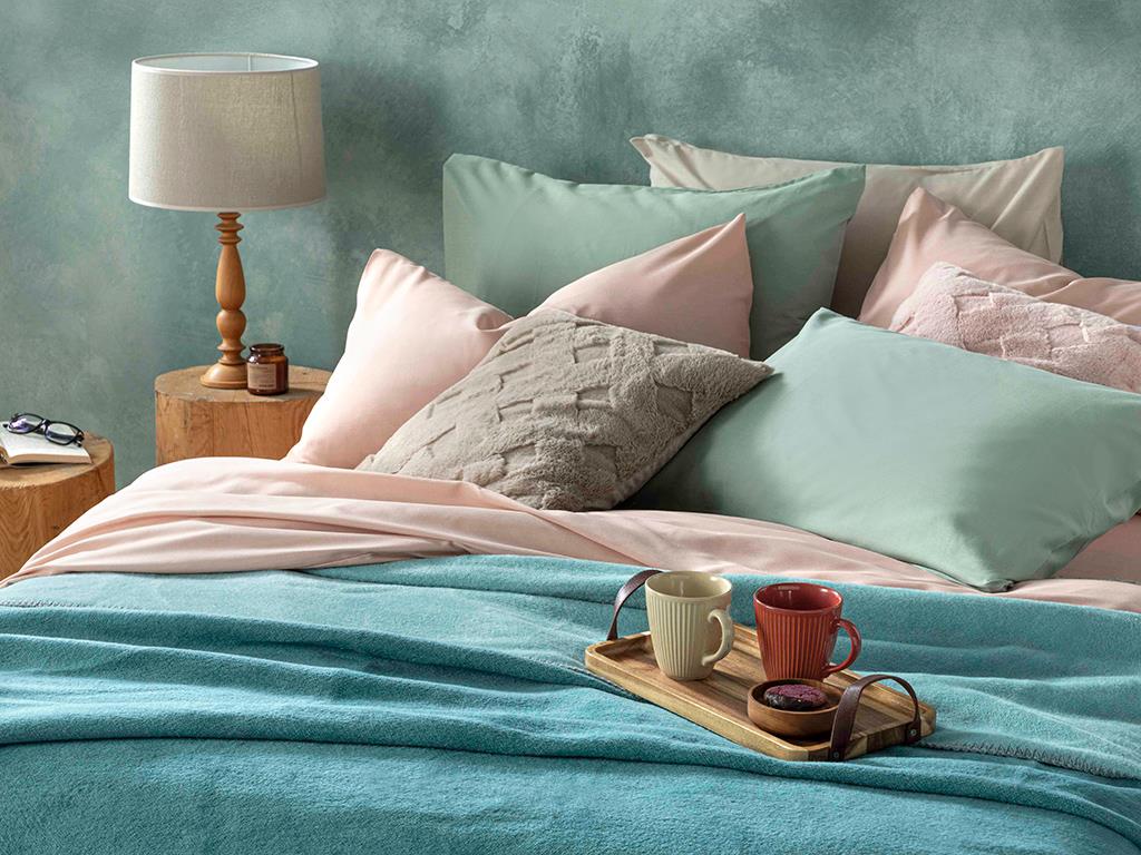Plain Cu Bumbac King Size Pătură 220 x 240 cm Seledon - Mentă