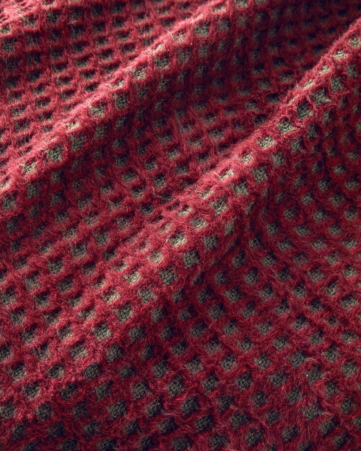 Plain Cu Bumbac Waffle Pătură Televizor 110x170 cm. Bordo - Verde