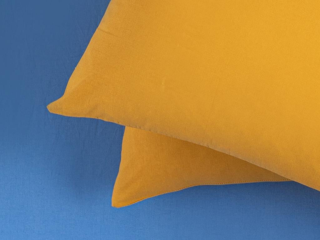 Plain Față De Pernă Set 2, Bumbac, 50*70 Cm, Alb-Auriu