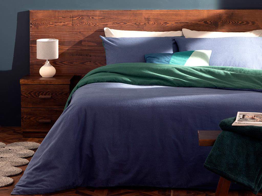 Plain  Flanelă For One Person  SET LENJERIE DE PAT 160x220 cm Green-Blue