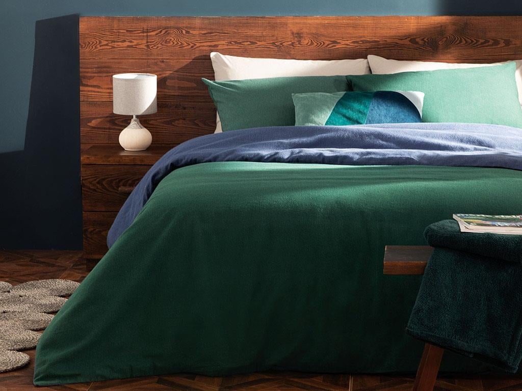Plain  Flanelă For One Person  SET LENJERIE DE PAT 160x220 cm Green-Blue