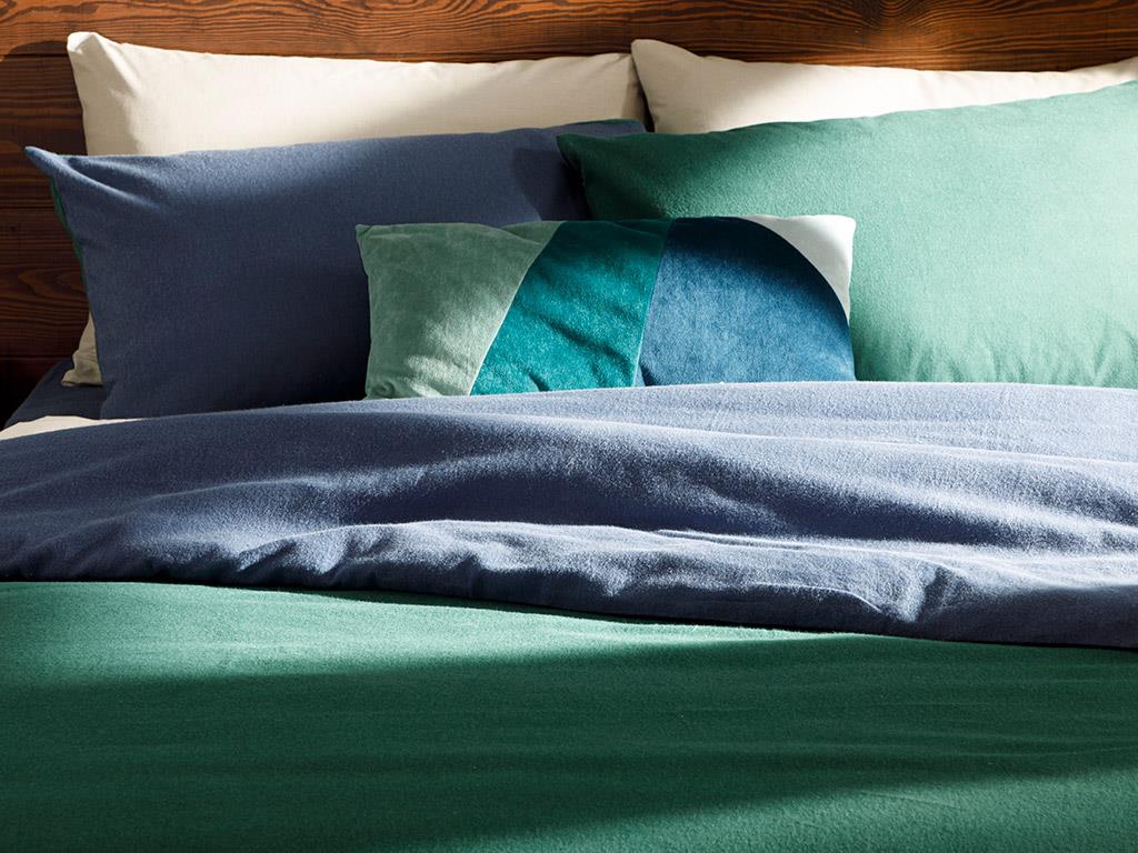 Plain  Flanelă For One Person  SET LENJERIE DE PAT 160x220 cm Green-Blue