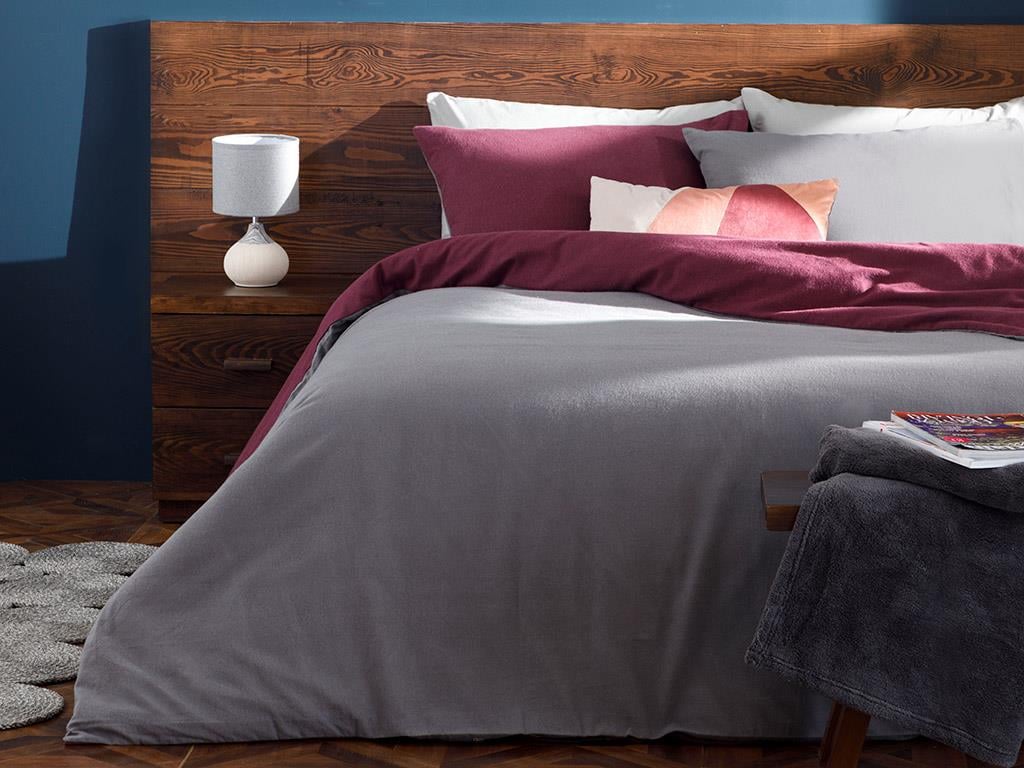 Plain  Flanelă For One Person  SET LENJERIE DE PAT 160x220 cm Damson-Grey