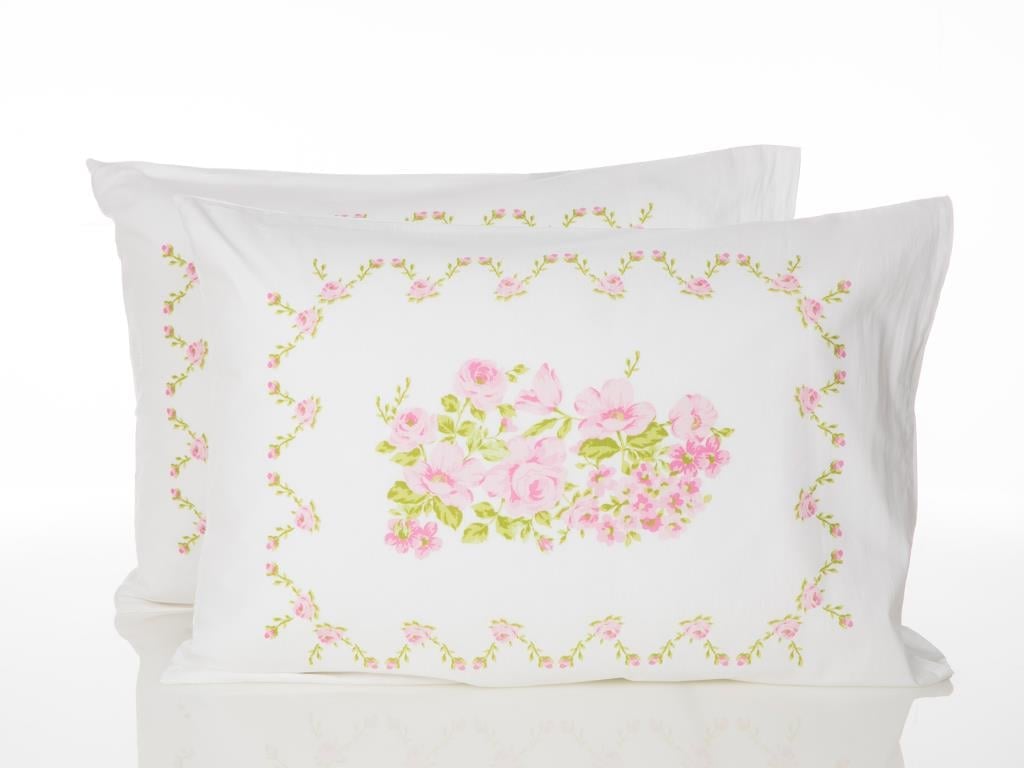 Ploaie de trandafiri Cottony  Panou dublu  FAȚĂ DE PERNĂ 50x70 cm Pink
