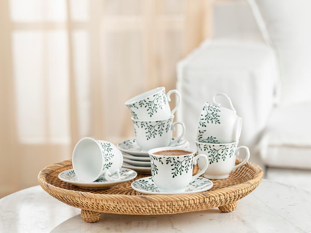 Polito Porcelain 12 Parça 6 Kişilik Coffee Cup Set 80 ml Green