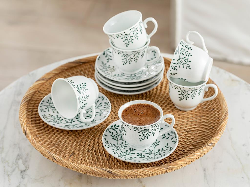 Polito Porcelain 12 Parça 6 Kişilik Coffee Cup Set 80 ml Green