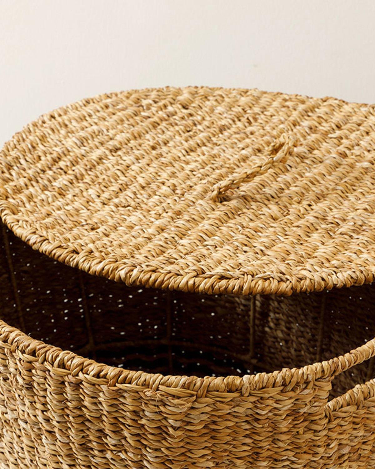 Natural Story Straw Laundry Basket 50x40x50cm Brown - Black
