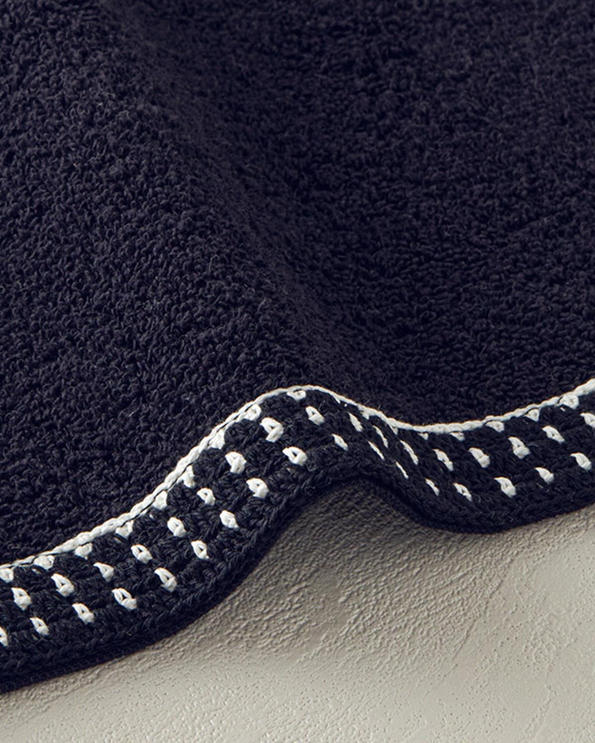 Modern Dots Cottony with crochet Face Towel 50x80 cm Black
