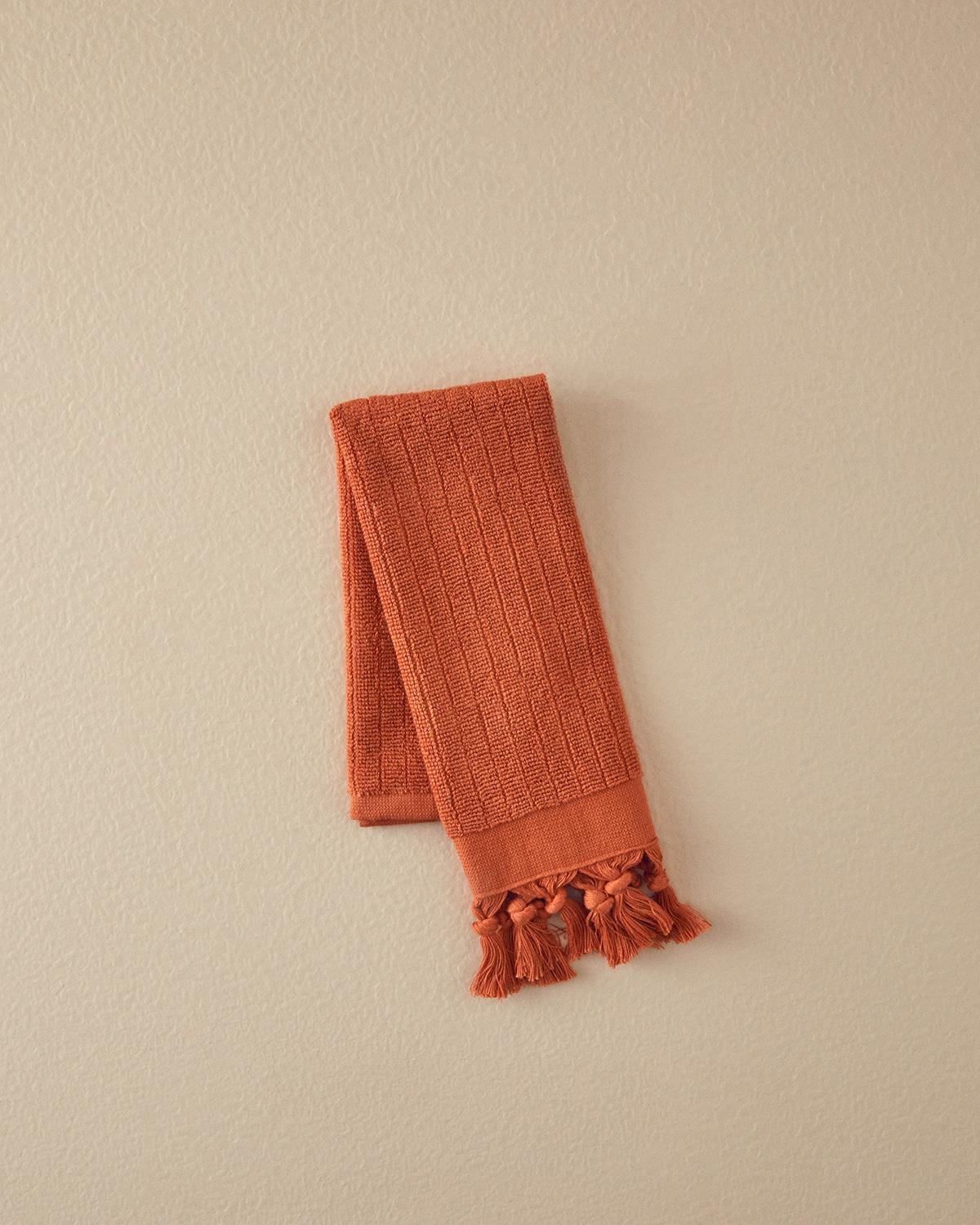 Cottony fringed Hand Towel 30x45 cm Brick Red