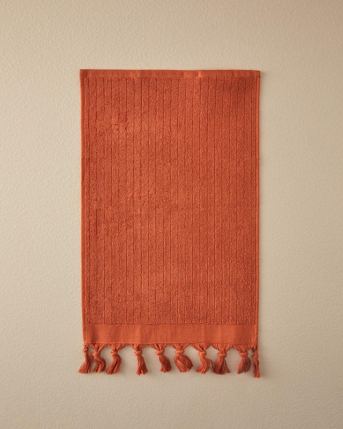 Cottony fringed Hand Towel 30x45 cm Brick Red