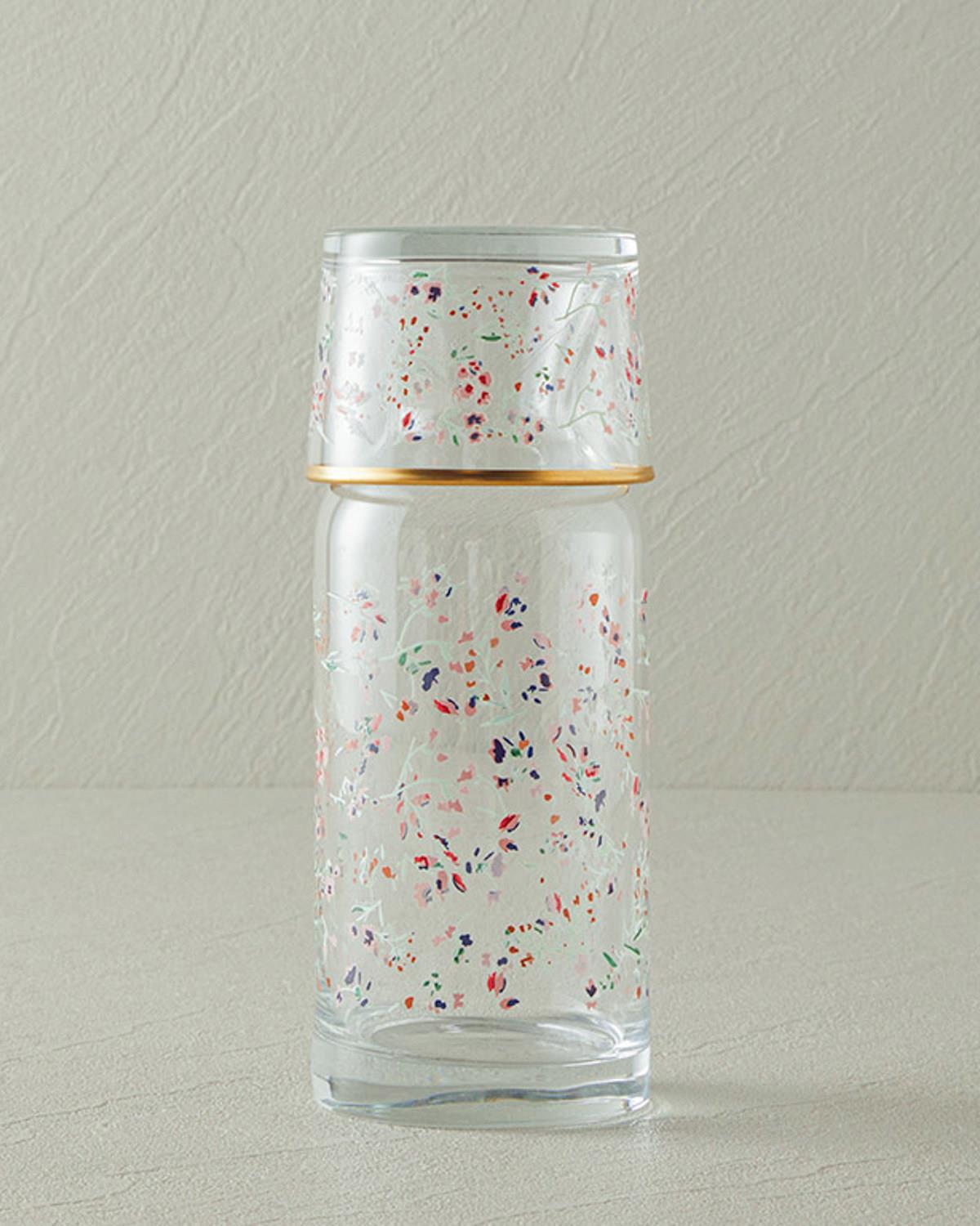 Glass Bedside Water Bottle 700 ml Pink