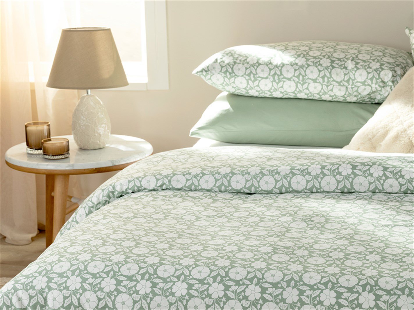 răsadniță 52 Tel / 132 Numărul de fir Persoană dublă 200x220 cm Mint-lilac-roz