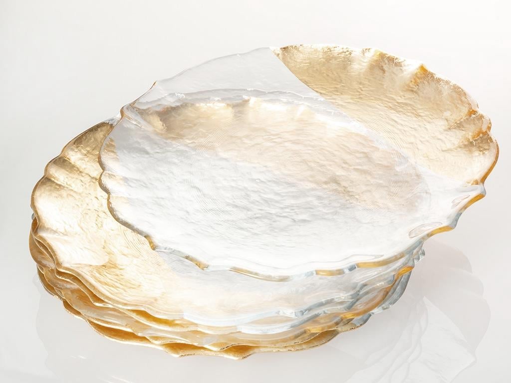 Queen Glass Service Plate 21 cm Gold