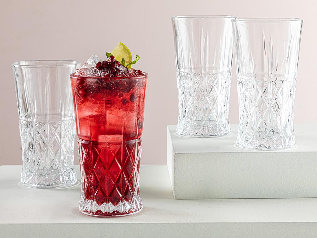 Rhode Glass 4 Set Pahar Pentru Răcorıtoare 290 Ml Transparent.