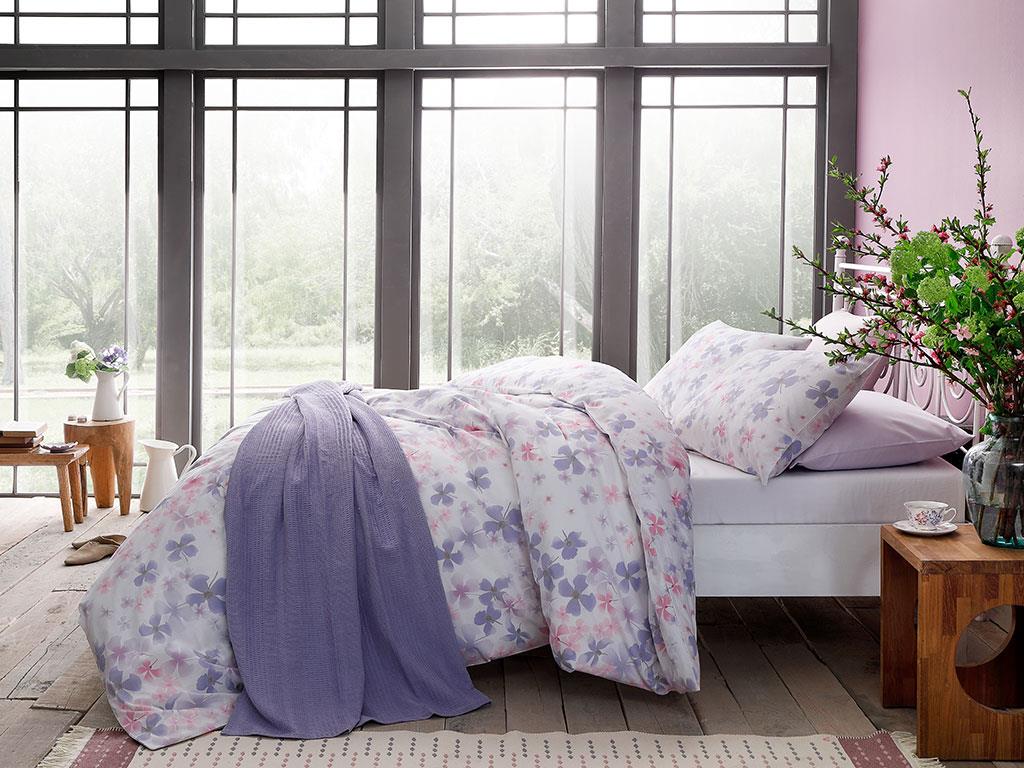 Rime violete Bumbac Dublu Lenjerie De Pat 200*220 Cm Liliac.